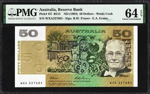 Australia 50 Dollars P47i R515 1994 Fraser Evans PMG64 Choice UNC EPQ Banknote - Picture 1 of 2