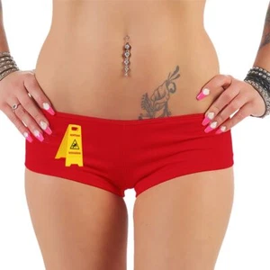 Hotpants donna panty con scritta attenzione rischio scivolamento divertente fidanzata partner  - Foto 1 di 4