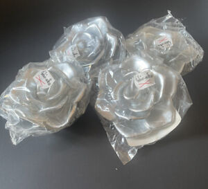 4 Silver Wedding Roses Flowers Floating Candle Party Event Centerpieces Supplies
