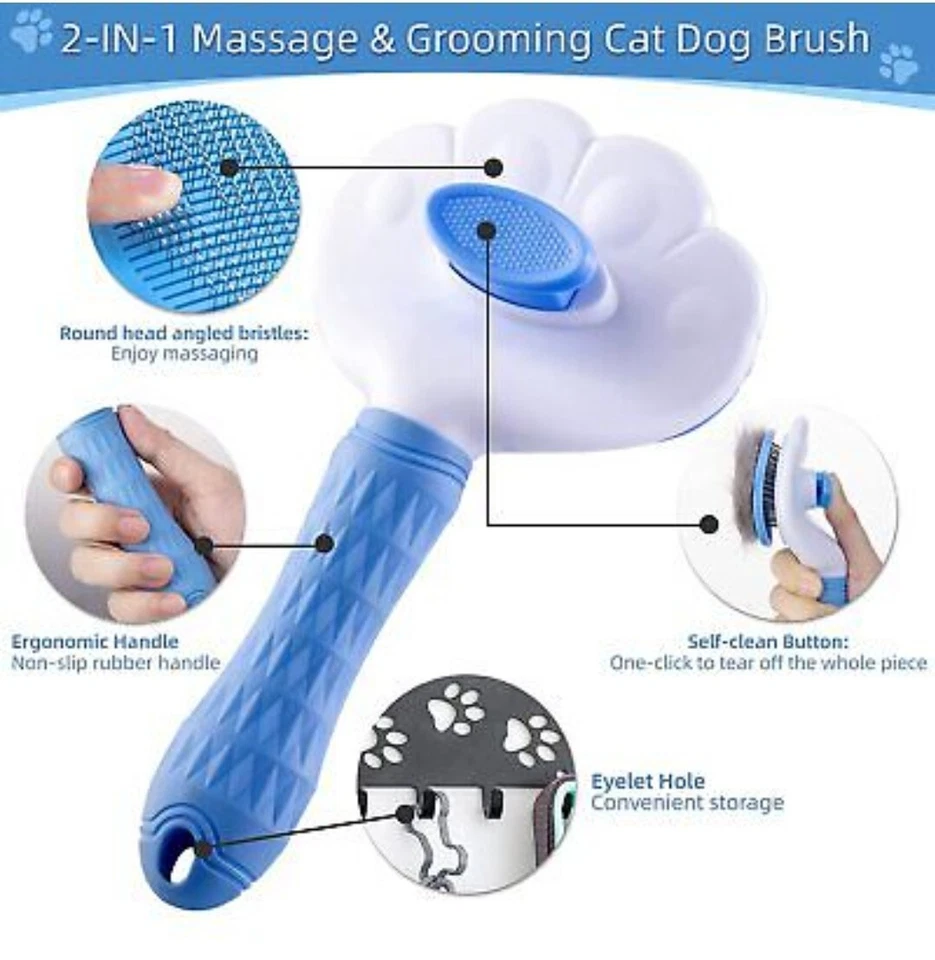 Depiladora para mascotas perro gato peine aseo masaje deshedding cepillo autolimpiante, Foto 1 de 3