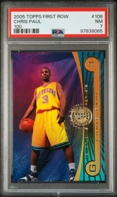 2005 Topps First Row CHRIS PAUL Rookie RC 108 Card FOIL 64/100 PSA 7 Pop 2 - Image 1 of 2
