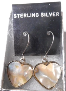 Handmade Sterling Silver Abalone Paula Shell French Lever Hooks Pierced Natural - Picture 1 of 8
