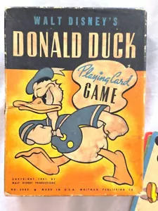 Tarjeta de juego de cartas del Pato Donald 1941 con tarjetas de Mickey Mouse Old Maid Whitman Pub. - Imagen 1 de 10