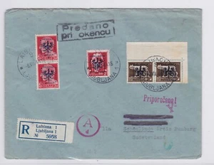 ESLOVENIA, WWW II, ALEMANIA, ITALIA LIUBLIANA 1944 Registrado Cubierta Censurada A Checo - Imagen 1 de 2