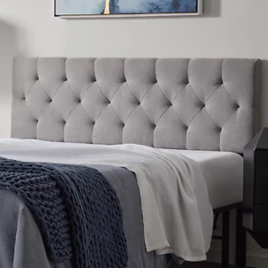 Mid-Rise Upholstered Headboard - Diamond Tufted - Padded Polyester - Adjustable - Picture 1 of 6