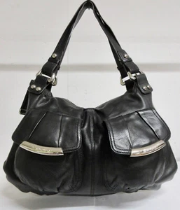 B MAKOWSKY Black Leather LARGE SATCHEL Shoulder Handbag Purse - Picture 1 of 11