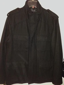 Alfani RED Wool Military Style Jacket, Size L, Black - Free S/H - Picture 1 of 3