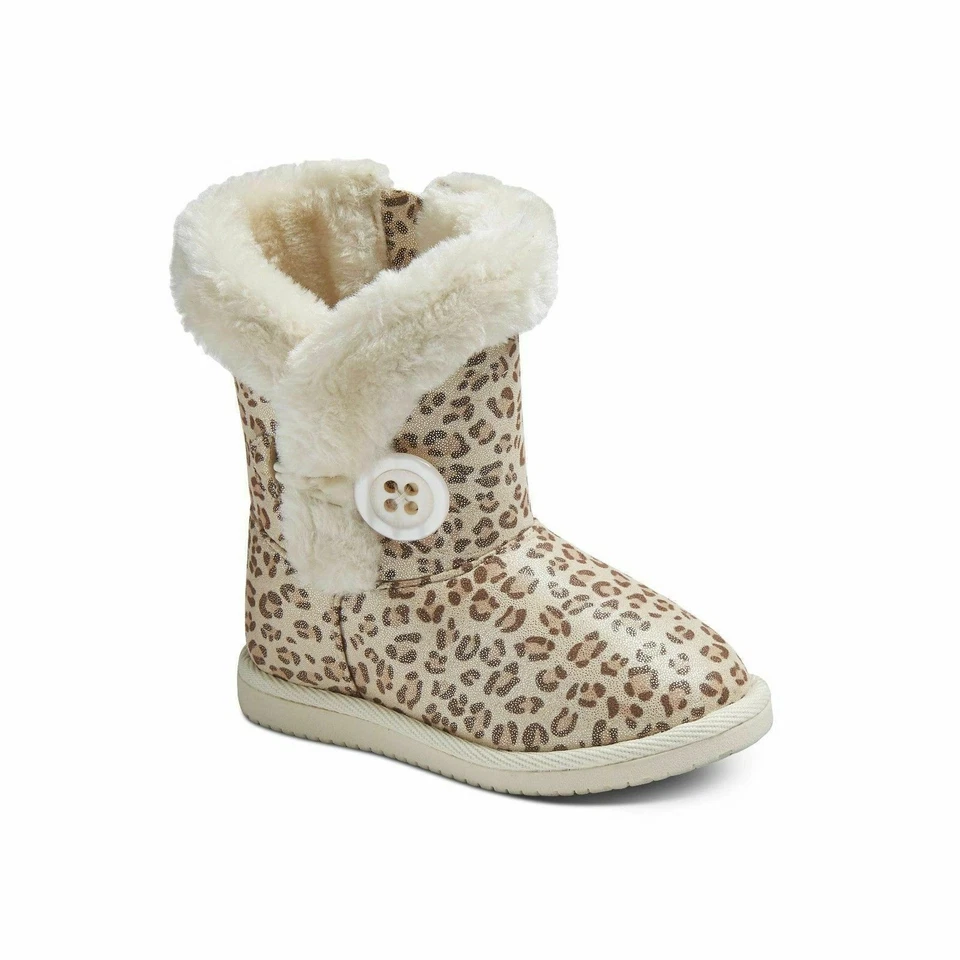 New Toddler Girls' Debbie Fleece Boots Animal Print - Size: 6 - MSRP $26.99 (P) - Image 1 of 3