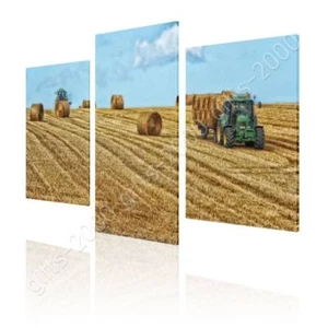 Hay Bales On Farm Field by Split 3 Panels | Canvas (Rolled) | 3 Panels Wall art - Picture 1 of 21