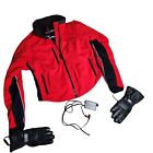 First Gear Heated Motorcycle Jacket Womens M with Heated Gloves Heat-Troller Red