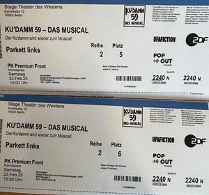 2 Musicalkarten für KU'AMM 59 - DAS MUSICAL - Bild 1 von 1