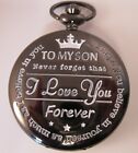 TO MY SON Pocket Watch with Chain Black Tone Vintage Style Mens Gifts for Son