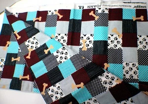 Snuggle JoAnn Flannel Squares, Paw Prints & Bones Fabric  - 1 Yard - D-300-I - Picture 1 of 5