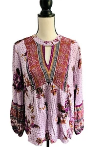 EUC Mauritius lila Boho Bluse Größe: Large - Bild 1 von 4