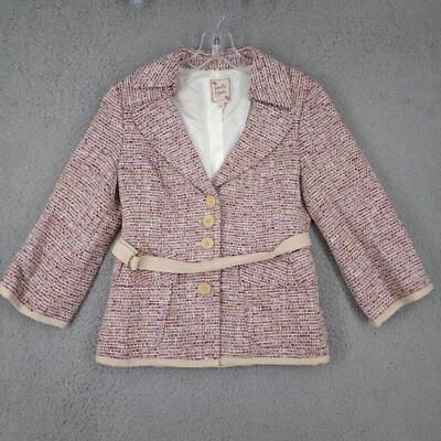 Blazer Clásico Nanette Lepore Mujer Púrpura Tejido 5 Botones Talla 4 Foto 1 de 4