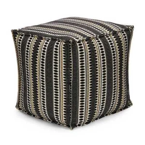 Bloomingdale’s Sky Stripe 16″ x 16″ x 16″ Pouf BLACK Bedding - Picture 1 of 3