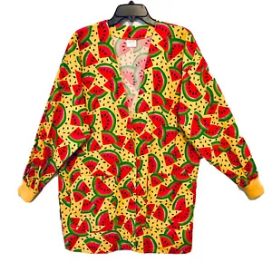 Cotton Scrub & Co. Womens L Watermelon Print Long Sleeve Snap Medical Lab Coat - Picture 1 of 10