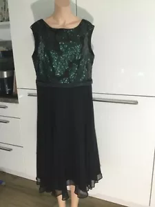 NEU !!! Schickes Abendkleid Cocktail grün schwarz 48 Glitzer Party Hochzeit - Bild 1 von 5