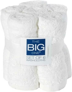 The Big One 6 Pack Soft Terry Cotton Wash Cloths Rags Multi Color Washcloths - Picture 1 of 8