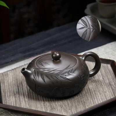 Olla maestra de arcilla púrpura china tallada a mano original Ore Real Yixing Zisha Foto 1 de 4