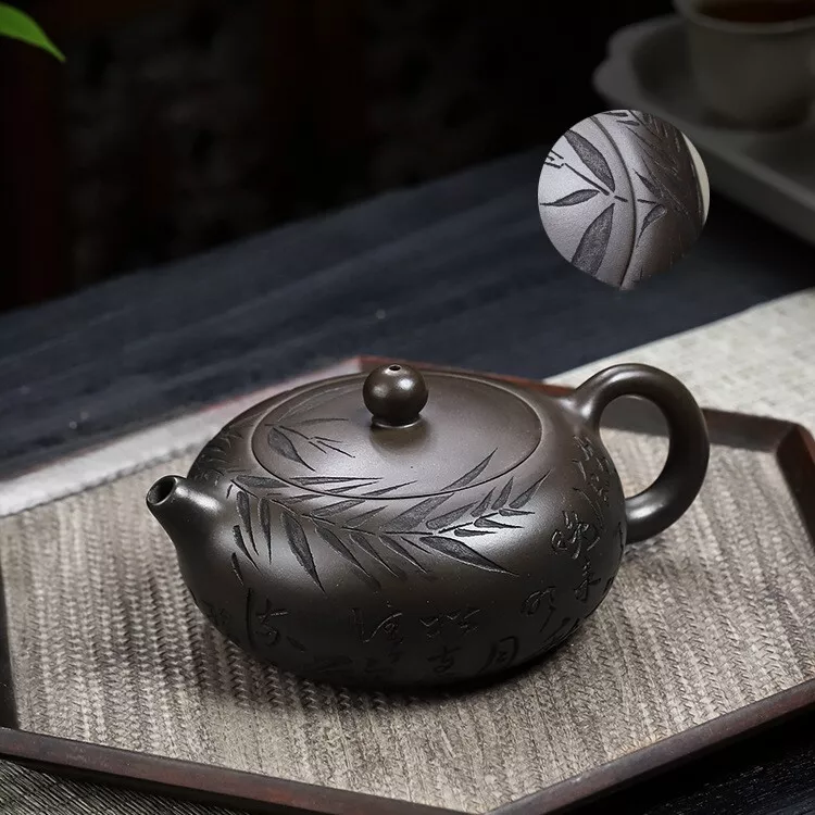 Olla maestra de arcilla púrpura china tallada a mano original Ore Real Yixing Zisha Foto 1 de 4