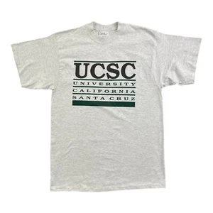 Vintage 90s UC Santa Cruz Spellout Tee UCSC Collegiate Made In USA Gray Large - Picture 1 of 9