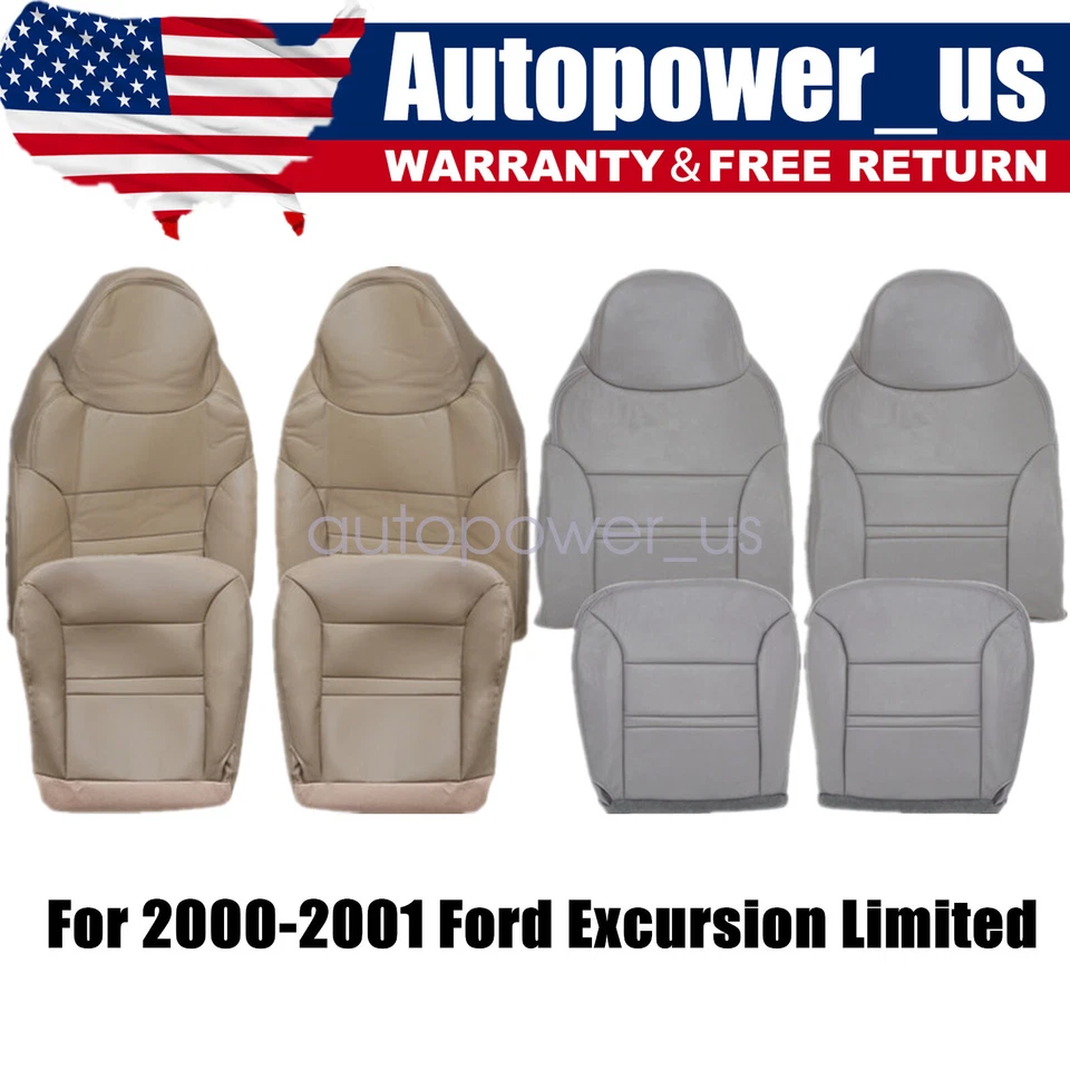 Front Bottom & Top Leather Seat Cover 4PCS Tan/Gray For 2000-2001 Ford Excursion Foto 1 de 1