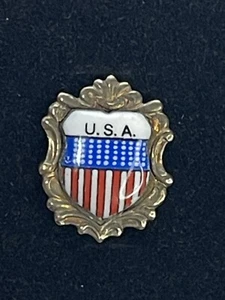 USA Reise Souvenir Anstecknadel USA Flagge verziert gerahmt - Bild 1 von 4