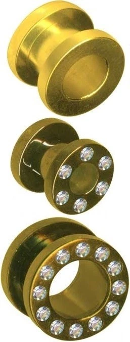 FLESH-TUNNEL PIERCING TUNNEL PLUG PIERCING OHR OHRLÄPPCHEN CONCH LOBE GOLD STYLE - Bild 1 von 1