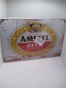 AMSTEL BEER Lager Bier gebraut in der Amstel Tradition Blechschild 7,9”x11,8” - Bild 1 von 2