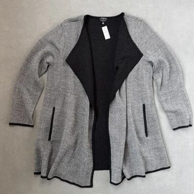 Talbots открытый кардиган женщин 1 X серый шеврон шерстяная смесь длинным рукавом пальто новый с Ярлыками - Изображение 1 из 4