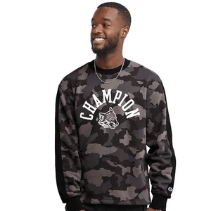 Champion Hombres S Urban Pursuits Patrón Camuflado Polar Cuello Redondo Sudadera Negra-Talla - Imagen 1 de 3