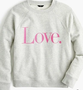NWT J. Crew Love Sweatshirt Crewneck 2X Grey Pink NEW Cotton - Picture 1 of 1