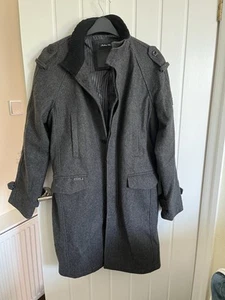 Men’s Grey Firetrap Italian Wool Coat Size L - Picture 1 of 9