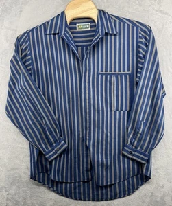 Vintage Levis Button Down Cotton Blend Blue Striped Shirt Men's Size L 23x28 - Picture 1 of 6
