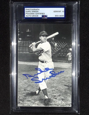 Duke Snider Signed Type 1 Photo by EF Collins PSA 10 Auto Image Used on 2005 UD - Image 1 of 3