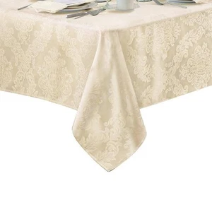 Elrene Tablecloth Antique Gold Polyester Damask Machine Washable Dining 60"x144" - Picture 1 of 4
