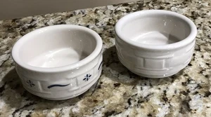 2 Longaberger Woven Traditions Auflaufförmchen / Dessert Puddingbecher 1 blau 1 uni - Bild 1 von 2