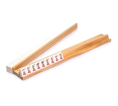 Yellow Mountain 18" Natural Pine Wooden Mahjong Racks with Pushers Set of 4 NIB - Image 1 of 4