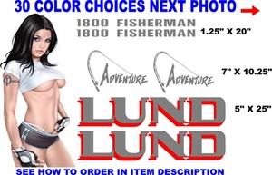 LUND 1800 FISHERMAN ADVENTURE HULL VINYL BOAT DECAL DECALS HULL 30 COLOR CHOICES - Picture 1 of 2