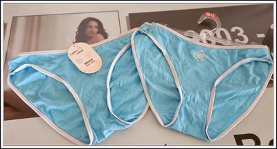 2 Pair~Ladies-(Size 14-16)-Comfortable-Cotton~Bikini Brief-(Pale Blue)-BNWT - image 1 of 2