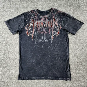 Affliction Hemd Herren klein schwarz rot Grafik USA beflockt Samt Spruch Rock - Bild 1 von 18