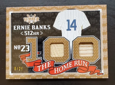 2024 Leaf Lumber Ernie Banks The Home Run 100 双 GU 球棒遗物青铜 6/25 小熊 — 第 1/3 张图片
