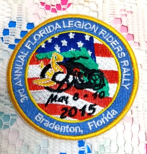 PARCHE BORDADO American Legion Riders Rally Florida 2015 ENVÍO RÁPIDO - Imagen 1 de 6