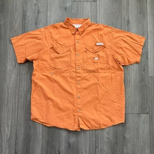 Columbia PFG Vented Fishing Shirt Mens XL Orange Short Sleeve  - Picture 1 of 9