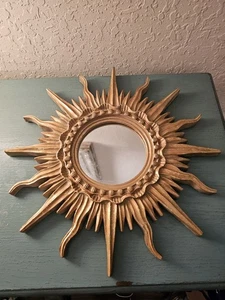 Vintage 70er Jahre Gold Finish Sunburst Akzent Spiegel, 17" - sehr gut - Bild 1 von 12