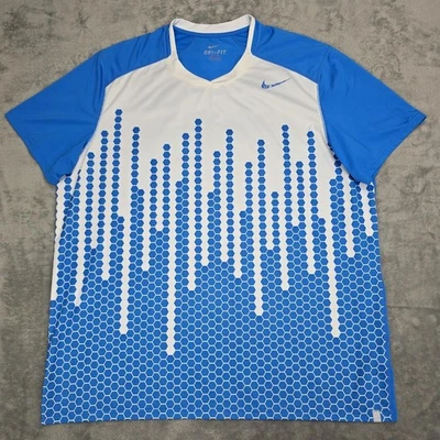 Nike Tennis Shirt Mens 2XL Dri-Fit Hex Pattern Athletic Performance Top - Image 1 of 4