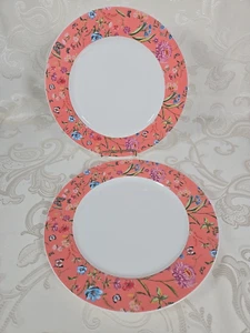 Grace Teaware Butterfly Floral salmon lot of 2 10" dinner plates - Picture 1 of 6