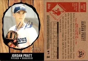 Jordan Pratt Signed 2003 Bowman Heritage #276 Card Los Angeles Dodgers