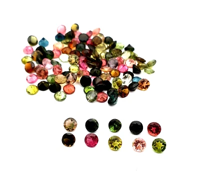 Natural Multi Tourmaline Round Cut Loose Gemstone Lot 21 Pcs 5 MM 10 CT - Image 1 of 4